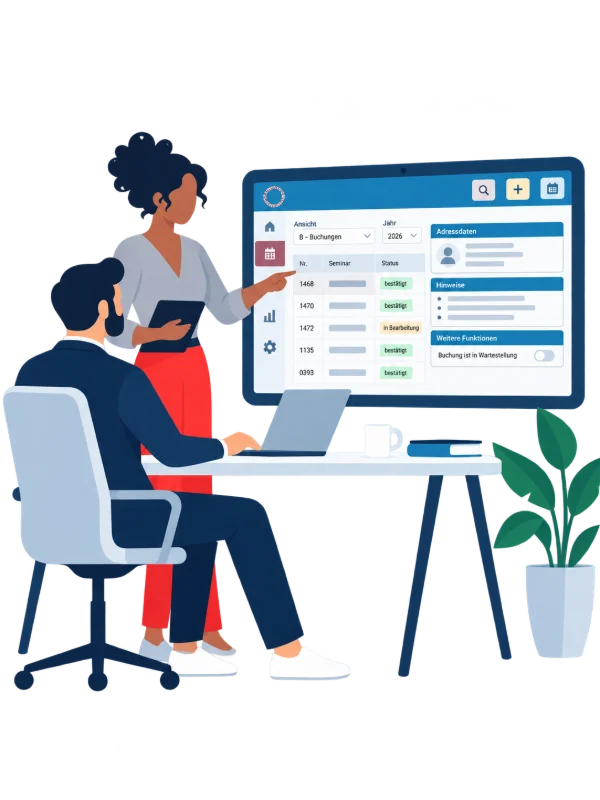 Darstellung einer Systemintegration mit ERP, Excel, DATEV, Shop und Web-App